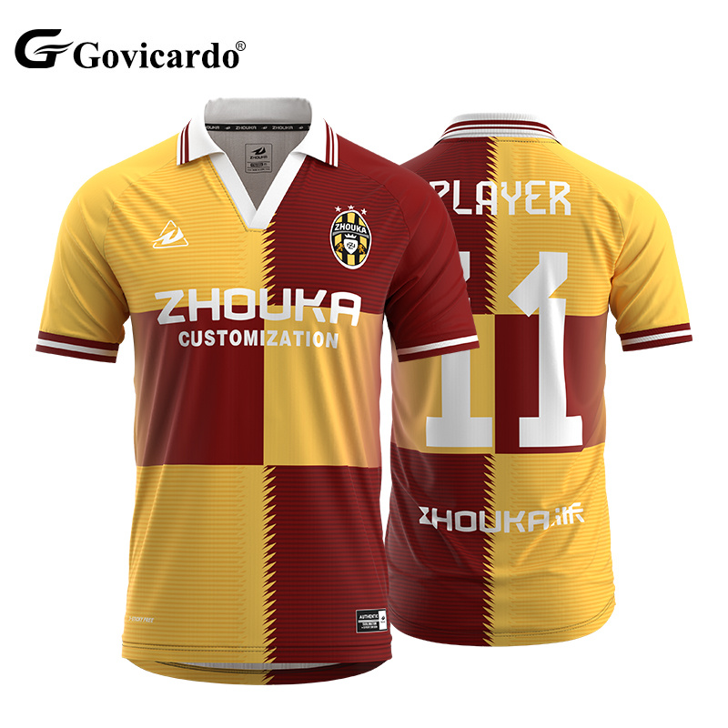 Custom Top Quality Sublimation Retro Collar Soccer Jersey Club Team Classic Football Shirt Breathable Soccer Wear T-Shirt