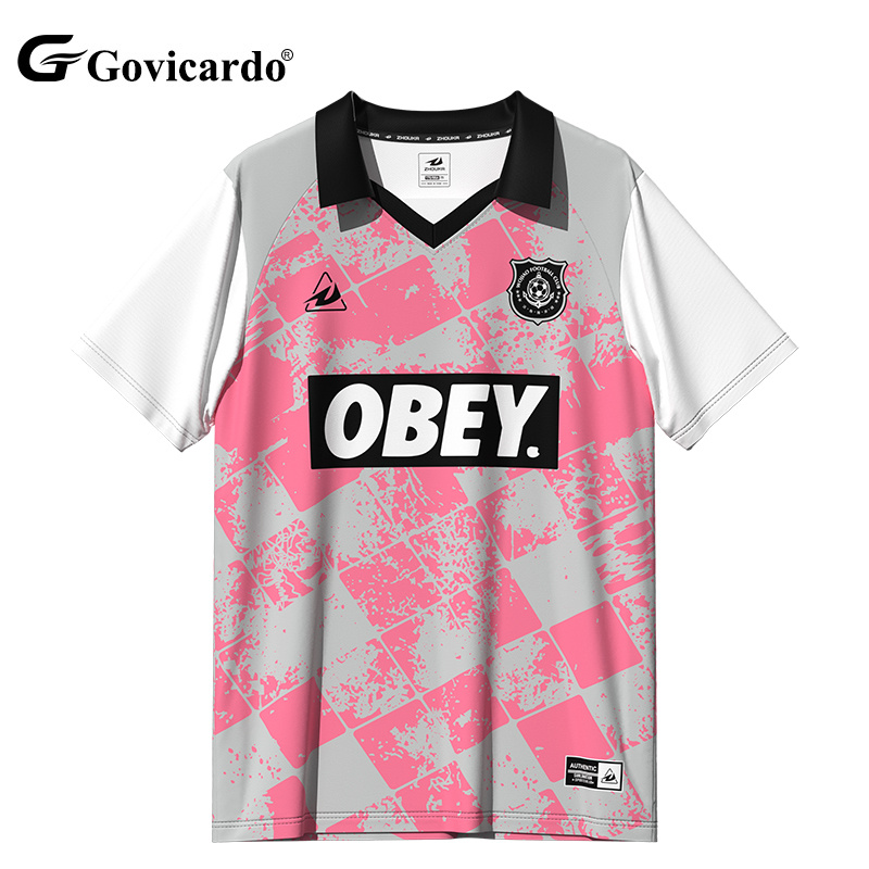 Print Sublimation Black Kits Uniform With Polo Collar Customize 4XL Red Shirt Made Jerseys No Logo Custom Soccer Jersey
