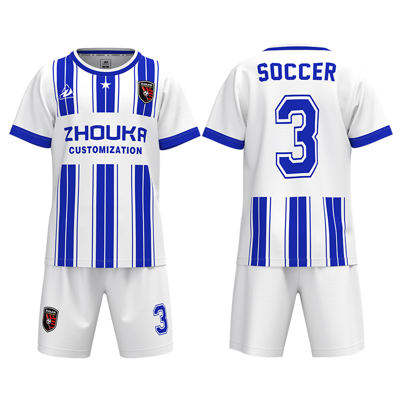 OEM Custom Stripe Design Children's Soccer Wear Kids Youth F