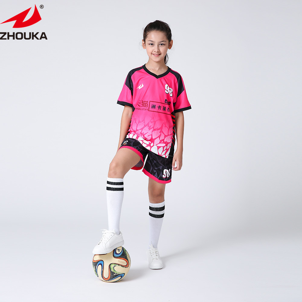 Soccer Wear for Girls Children Sublimation Custom Breathable Quick Drying  Football Team Uniform Youth Kids Soccer Jersey Set