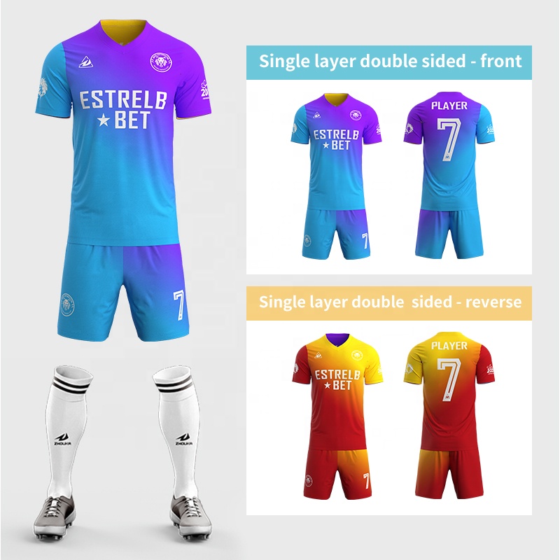 Custom Made High Quality Sublimation Breathable Double-Sided Men'S Soccer Jerseys Reversible Youth Football Jersey Uniforms Set