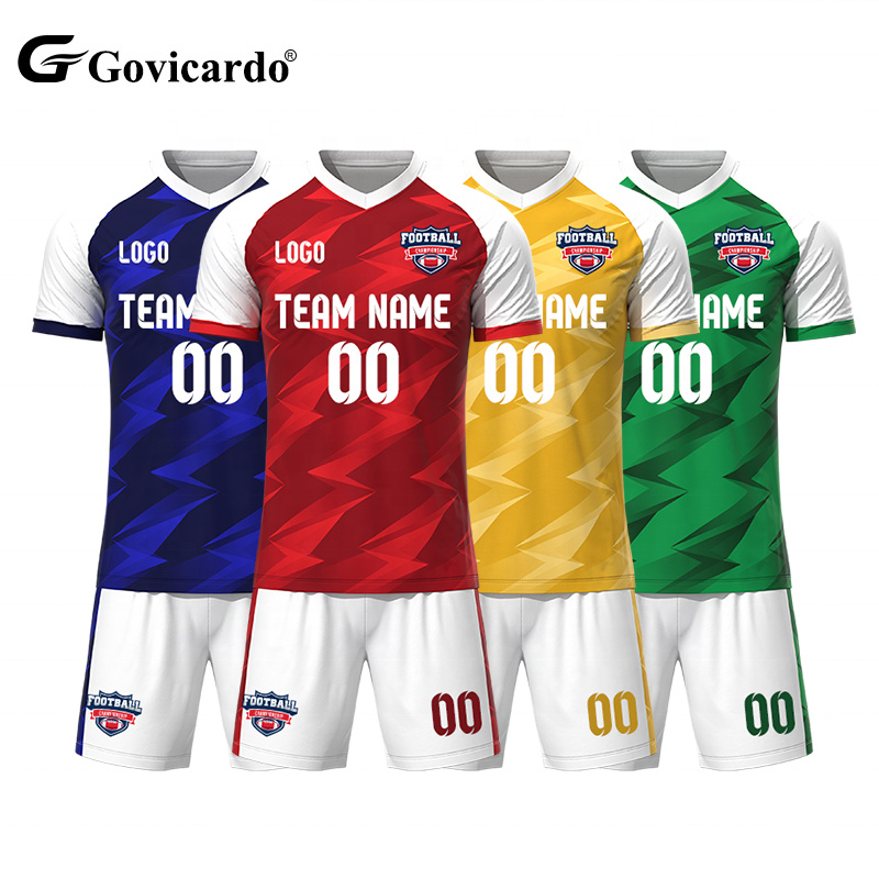 Latest Design Professional Soccer Team Uniform Football Jersey Kits Custom Breathable Sublimation Soccer Jersey Full Set