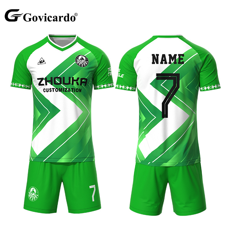 Custom 100% Polyester Sublimation Soccer Jersey Stripe Design Team Uniform Kit Custom Printed Football Jersey Sets Style