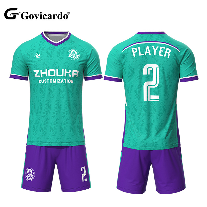 High Quality Custom Men's Soccer Uniform Set Team Football Jersey With Shorts and Top OEM Service Automated Cutting