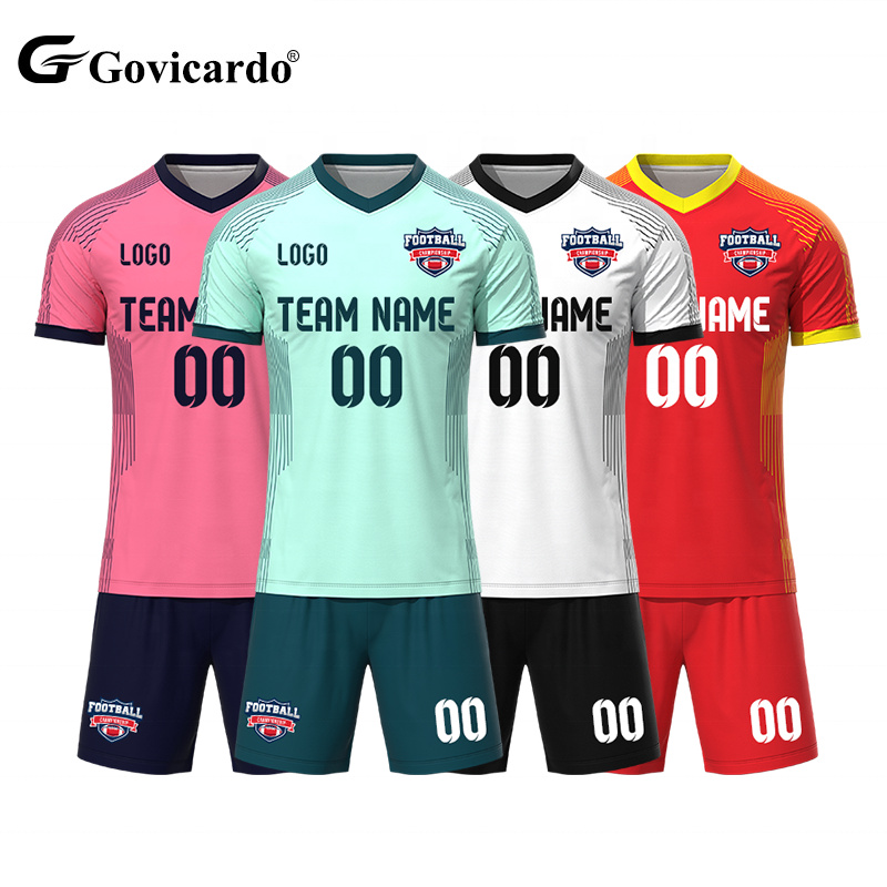 High Quality Sublimation Print Numbers and Letters Soccer Jersey Football Set Custom Quick Dry Soccer Wear Uniform Kits for Men
