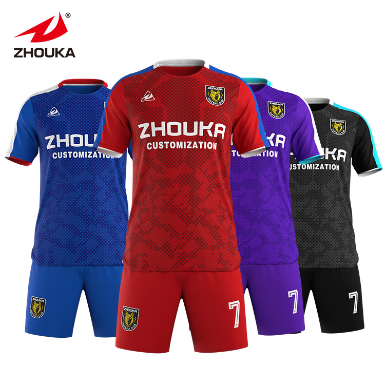 Custom Jacquard Fabric Football Jersey Set Soccer Uniform Sublimated Soccer Jersey Football Shirt