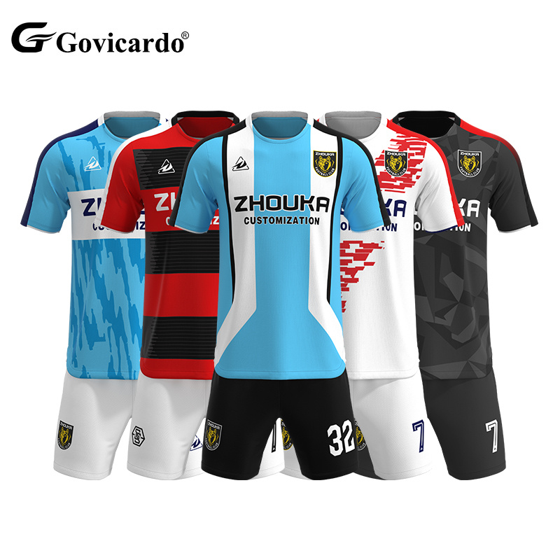 Custom Vintage Football Jersey Set Original Custom Digital Print Jacquard Polyester Sublimation Soccer Uniform Team Soccer Wear