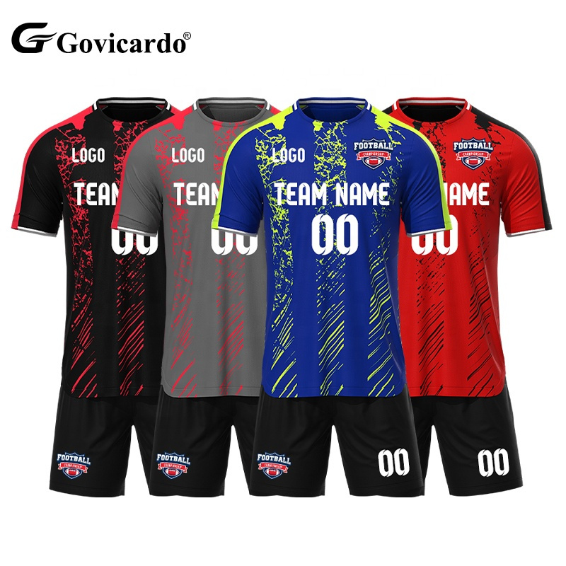 Wholesale Men's Professional Soccer Training Jersey Uniform Set Custom Football Shirt Number Player Name Automated Cutting