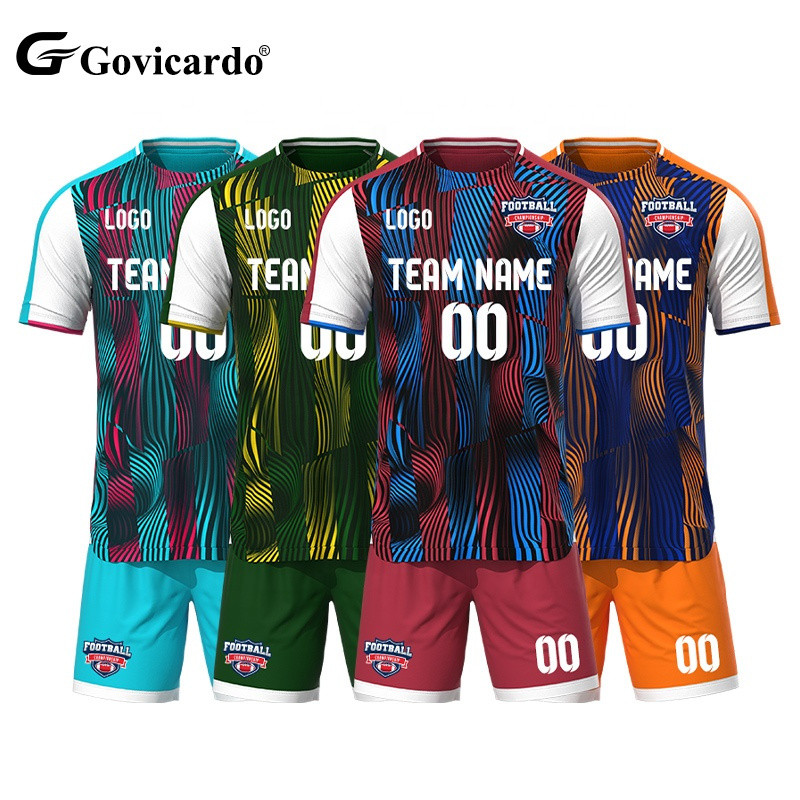 High Quality Custom 100% Polyester Printed Logo Football Jersey Retro Soccer Uniform Sets for Men Breathable Automated Cutting