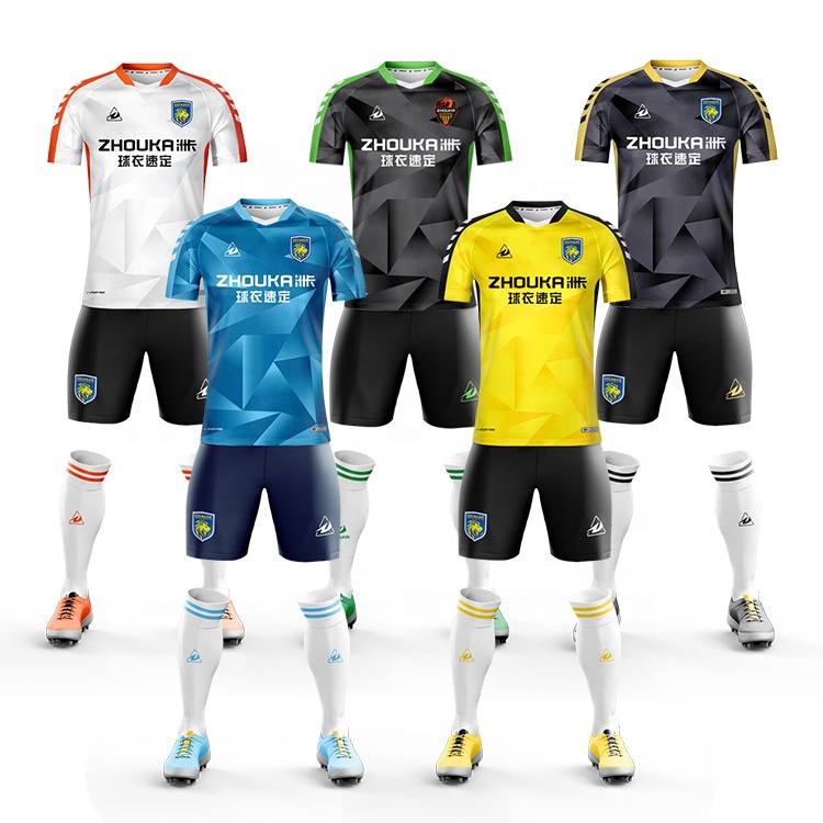 Wholesale Custom High Quality Full Sublimation Football Jersey Shirt Youth Men Breathable Mesh Soccer Jersey Team Uniform Set