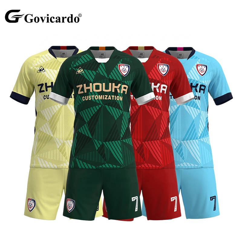 OEM Custom Green Soccer Jersey Kits High Quality Sublimated Breathable Quick Dry Football Uniforms Full Sets for Men