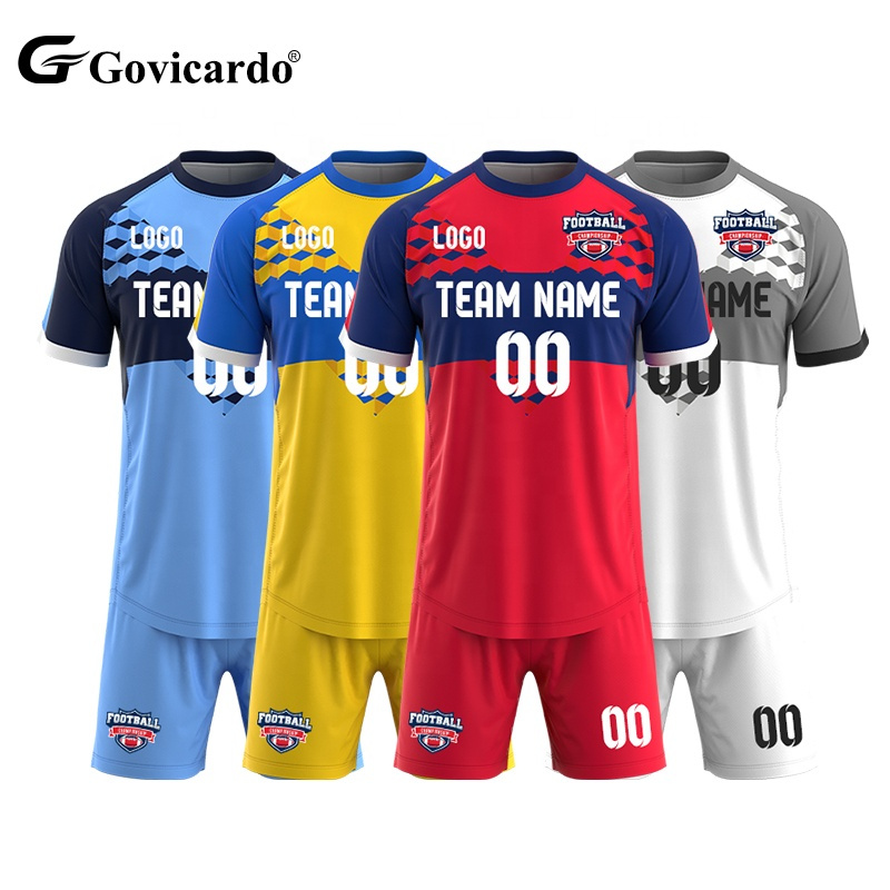 Custom Sublimation Printing Soccer Jersey Uniform Sets Breathable Football Training Tracksuit Number Name OEM Service Available