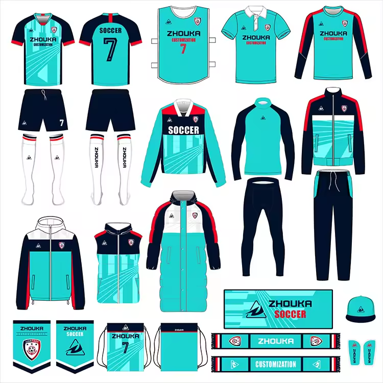 OEM Custom Sublimation Print Football Uniform Full Set  Sport Soccer Wear Tracksuit Jacket Training T Shirt Soccer Jersey Kit