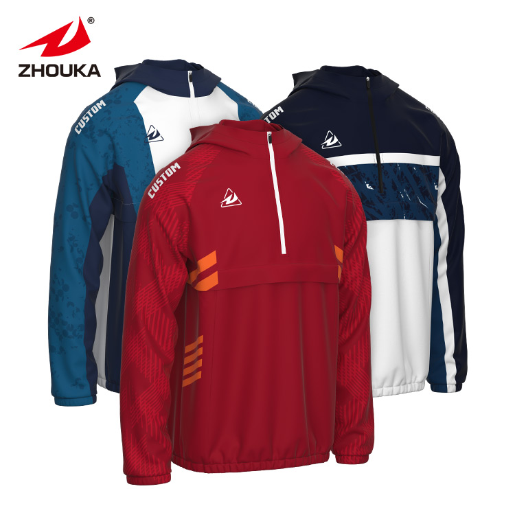 Wholesale Custom Design Men Windbreaker Jacket Half Zip Windproof Warm Sport Wear Windbreaker Jacket
