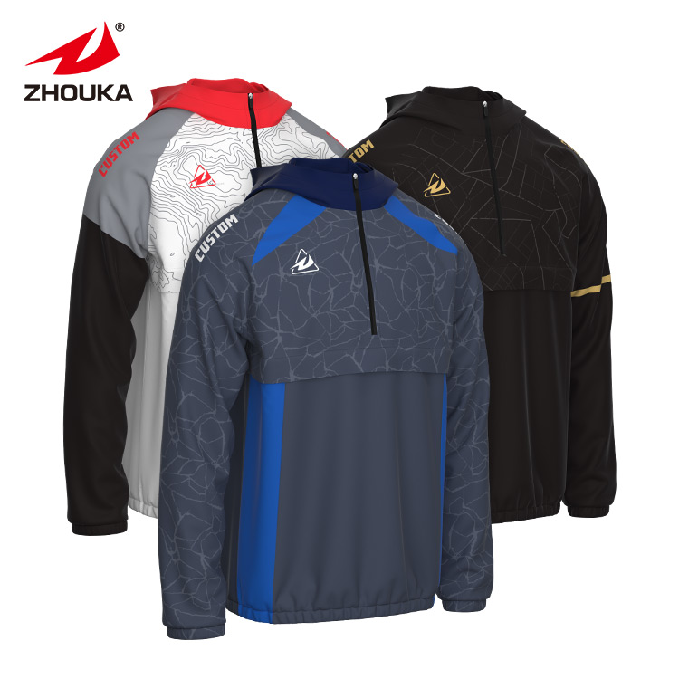 Govicardo New Design Men Windbreaker Customized Long Sleeve Half Zipper Windbreaker Jacket With Logo Printing