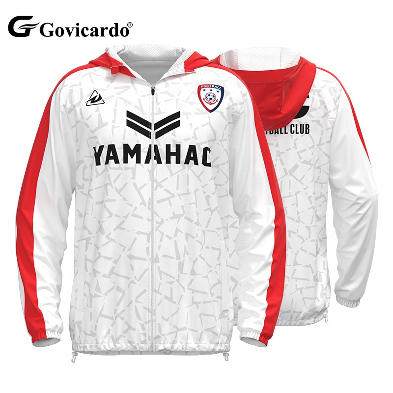 Wholesale Custom Full Zipper Waterproof Windproof Soccer Windbreaker Jacket Hooded Warm Quick Dry Sport Football Tracksuit