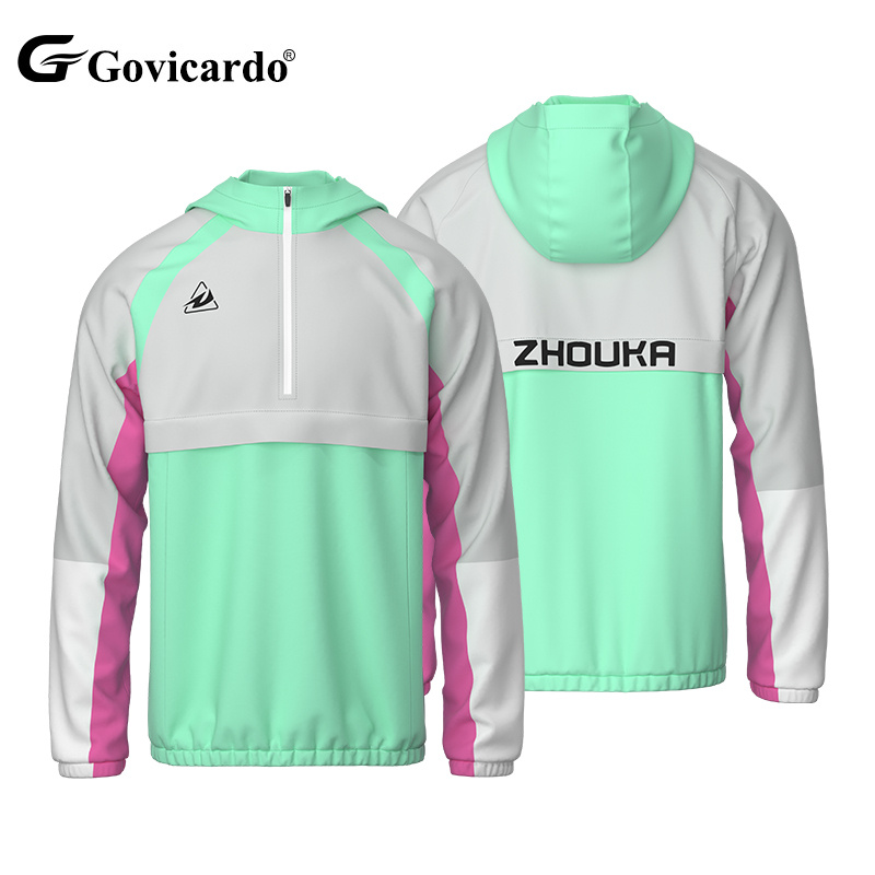 Men's Soccer Jacket Custom Wholesale Long Sleeve Hoodies for Training Casual Windbreaker Tracksuit with Sublimation OEM Service