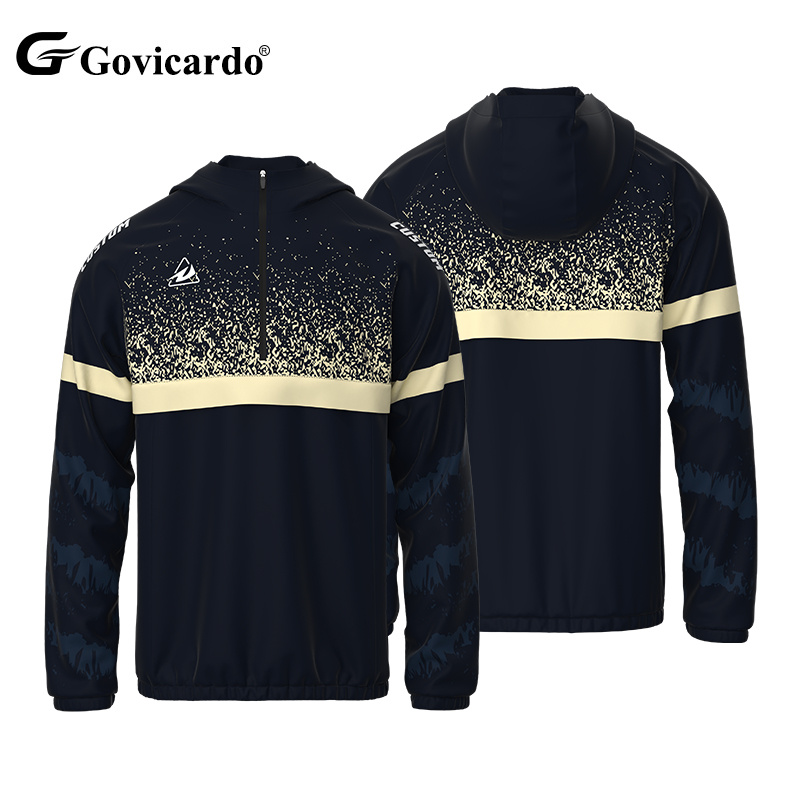 ODM Custom Long Sleeve Men's Soccer Tracksuit Windbreaker Jacket for Autumn/Winter Sports Training Breathable Polyester Material