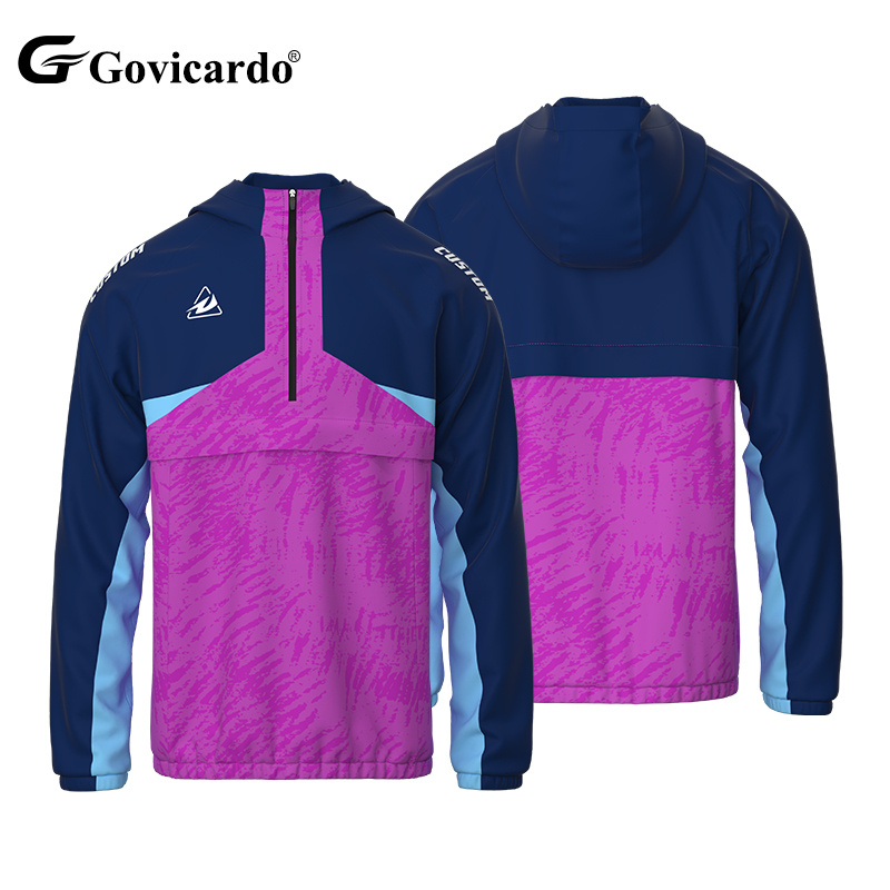 Top High Custom Sport Training Outdoor Men Windbreaker Football Jacket Long Sleeve Hoodie Waterproof Soccer Tracksuit for Adult