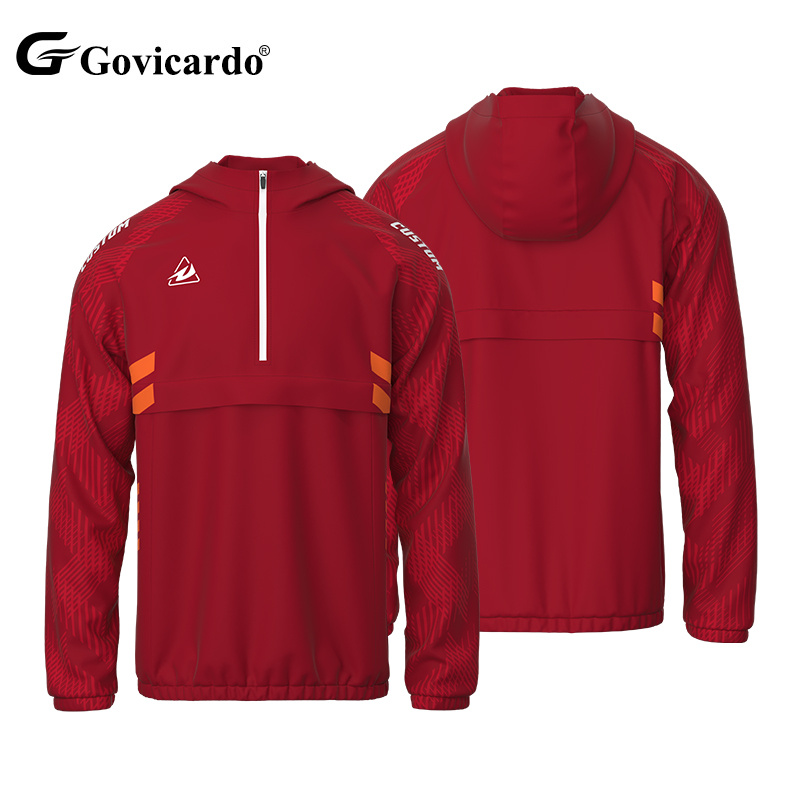 Custom Sublimation Printing Long Sleeve 1/4 Zipper Football Windbreaker Jacket Factory Sales Training Soccer Winter Autumn