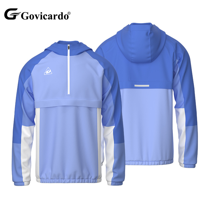 OEM Custom Sublimation Pattern Logo Football Windbreaker Jacket Breathable Waterproof 1/4 Zipper Soccer Tracksuit for Men