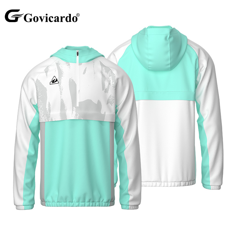 Wholesale Custom Sublimation Printing Logo Football Jacket Sport Windbreaker 1/4 Zipper Polyester Breathable Soccer Tracksuit