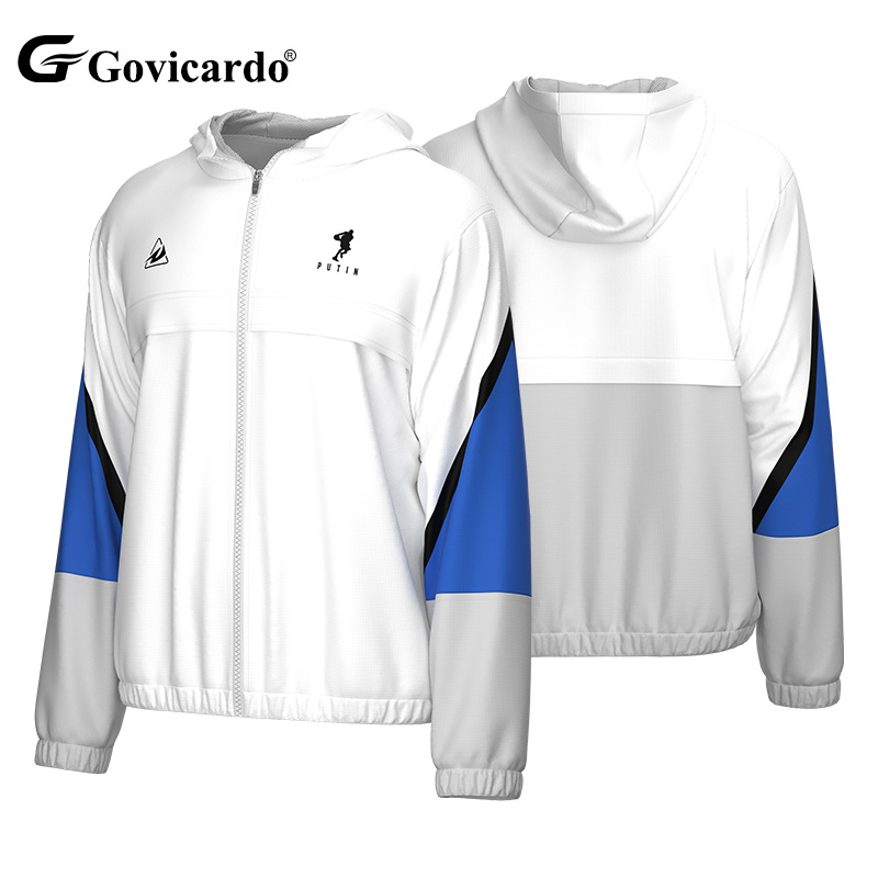 High Quality Sublimation Polyester Breathable Soccer Windbreaker Jacket Outdoor Sport Full Zipper Hoodies Men Soccer Tracksuit