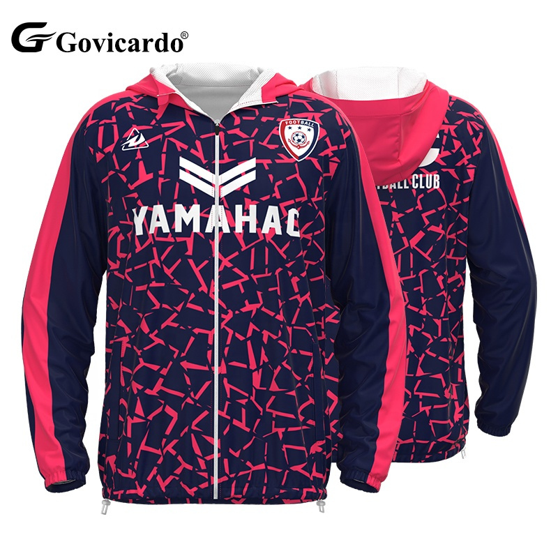 High Quality Custom Men's Soccer Tracksuit Breathable Quick Dry Long Sleeve Warm Football Windbreaker Jacket Outdoor OEM Service