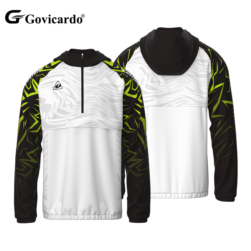 Custom High-Top Polyester Sport Windbreaker Breathable Soccer Tracksuit Long Sleeve Hoodies Winter Football Jacket for Adults