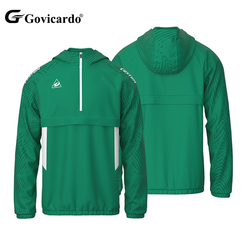 OEM Custom Men's Soccer Jacket Breathable Waterproof Windproof Casual Outdoor 1/4 Zipper Tracksuit Breathable Waterproof