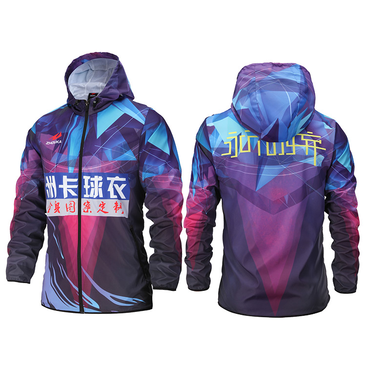 OEM Service Custom Printing Breathable Full Zipper Outdoor Winter Jacket Men Soccer Tracksuit Windbreaker