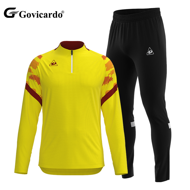 Custom Sublimation 1/4 Zipper Soccer Training Jacket Pant Football Training Tracksuit for Outdoor Jogging Style Sets