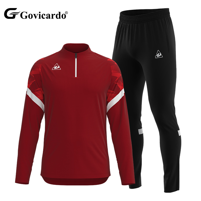 High Quality Slim Fit Jogging Sport Wear Half Zipper Sweatsuit Unisex 2 Piece Sets Custom Logo Football Soccer Team Tracksuit