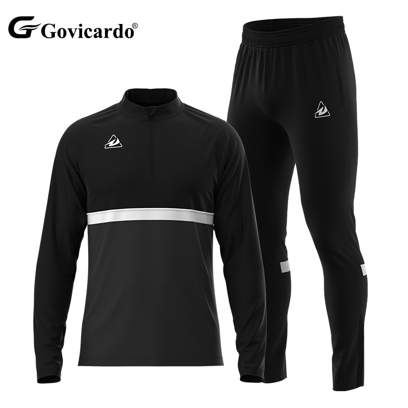 New Design Custom Polyester 1/4 Zipper Soccer Tracksuits Jacket Slim Fit Long Sleeve Football Training Tracksuit for Men