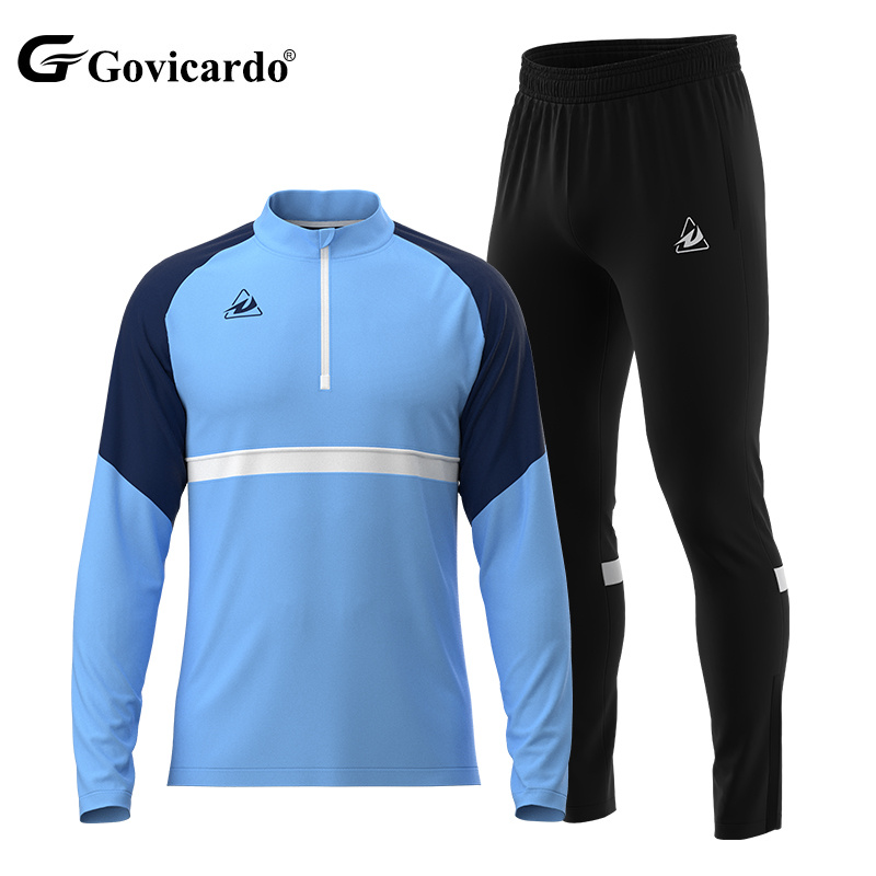 Manufacturers Custom 1/4 Quarter Zip Soccer Tracksuits 2 Piece Set  for Men Sportswear Unisex Jogger Football Training Jacket
