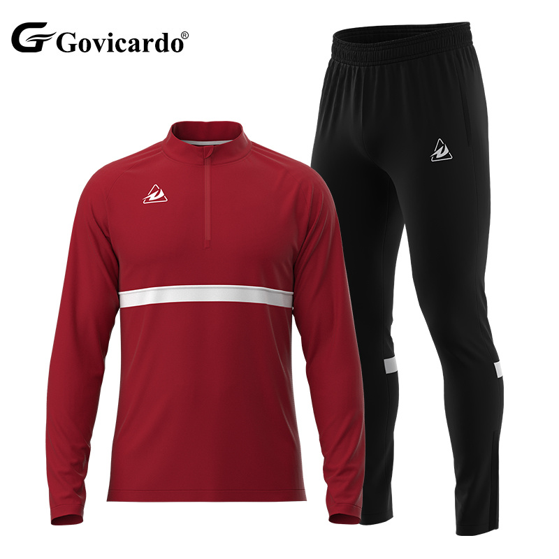Custom Full Sublimation Half Zipper Soccer Tracksuit Jacket Pant Latest Design Football Training Wear Set OEM Service Available