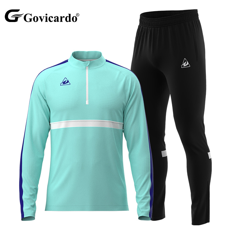 Custom Polyester Training Football Jacket Team Soccer Warm Pullover Shirt with 1/4 Quarter Zip Set Style