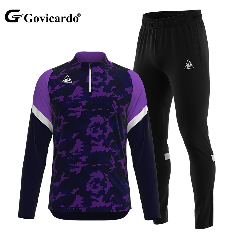 Custom Men's Soccer Training Sweater Suit Sets New Football Team Uniforms Long Sleeve Jacket Sports Tracksuit Automated Cutting