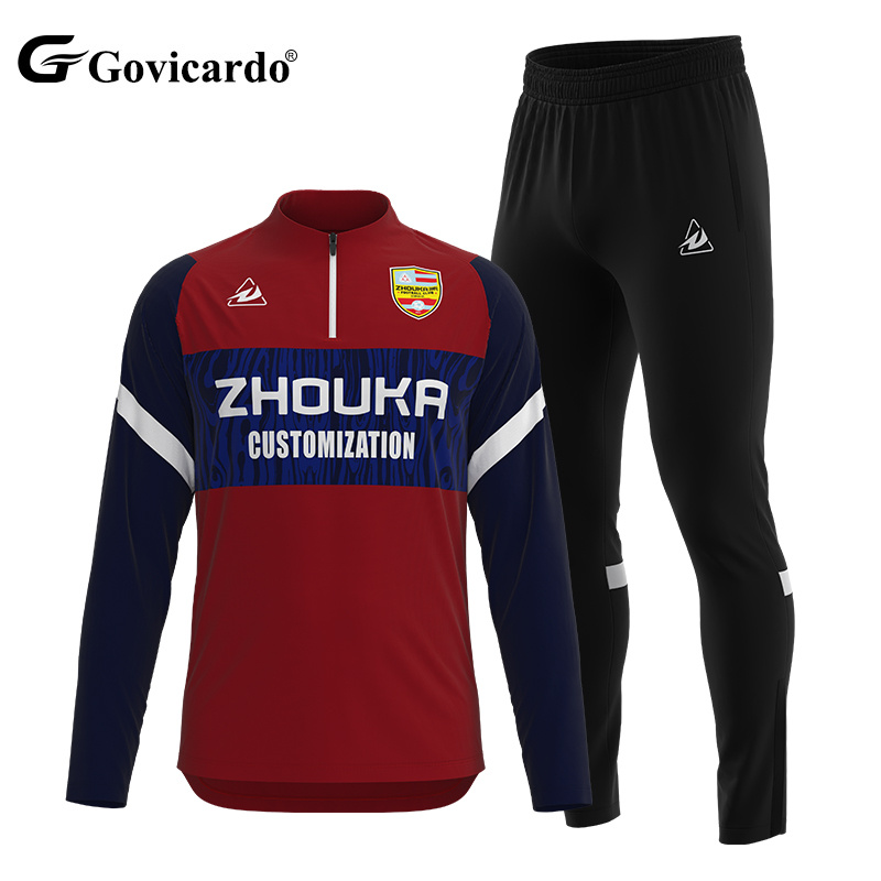 Latest Design 100% Polyester Unisex Soccer Training Suit Warm Workout Quick Dry Football Tracksuit Jacket Kits Automated Cutting