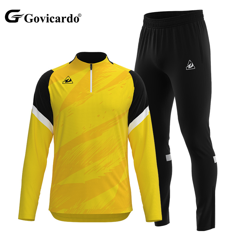 Custom 1/4 Zipper Pullover Soccer Tracksuit Jacket Sport Training Tracksuit Quick Dry Men 2 Piece Set Football Jacket and Pant