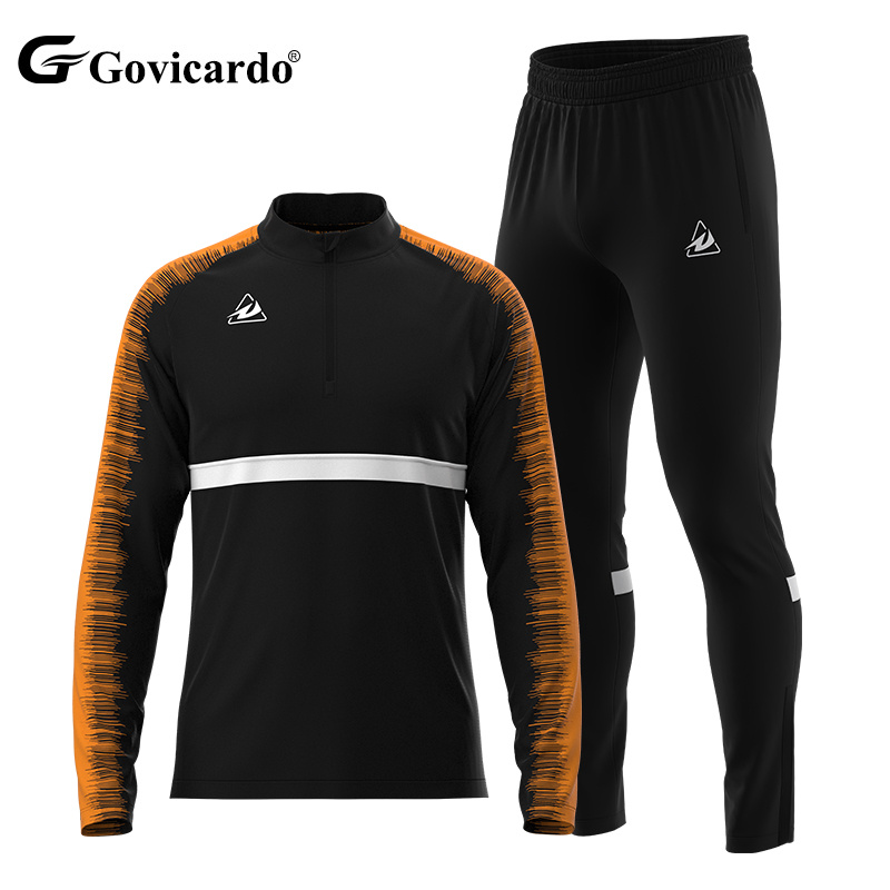 Quarter Zip Warm Pullover Club Tracksuit Football Training Wear Custom Logo Soccer Training Tracksuit Jacket Automated Cutting