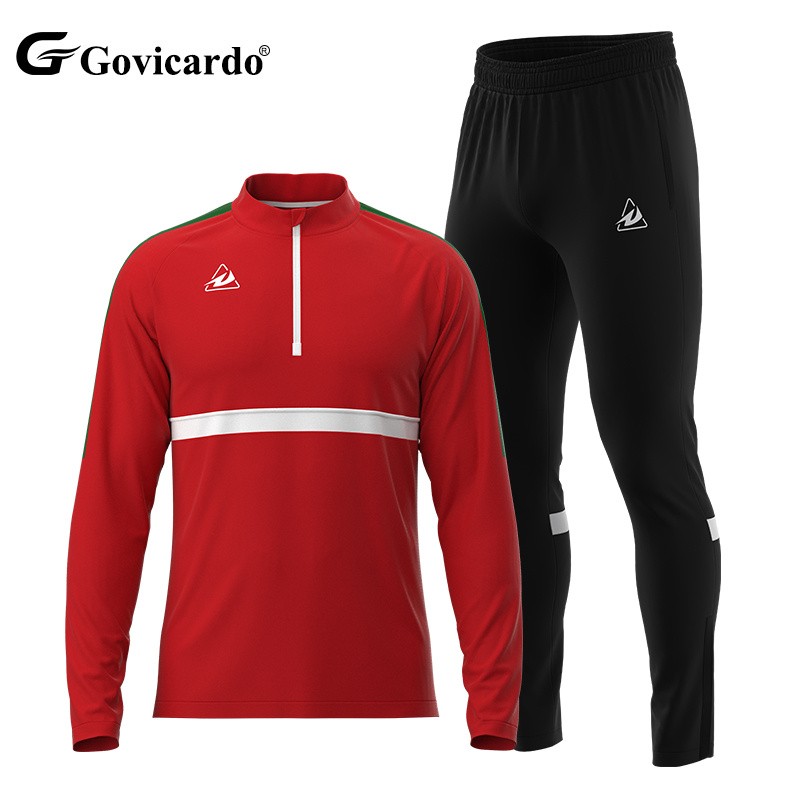 Custom 1/4 Quarter Zip Pullover Soccer Training Shirt Men's Football Uniform Set with Sublimation OEM Service Available