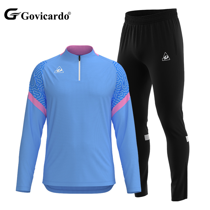 Custom Club Slim Fit Sports Pullover Warm Soccer Training Jacket Sets High Quality Sublimation Football Tracksuit OEM Service