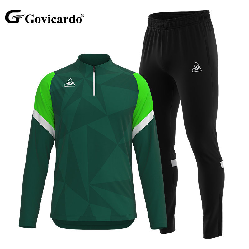 Custom Men's Soccer Training Tracksuit Football Training Jacket Set Basketball 1/4 Zipper Pullover Warm up Tracksuit Set