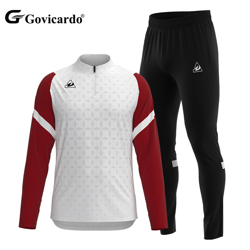 New Season Navy Quarter Zipper Jacket Pant Set for Boys Men's Soccer Training Tracksuit for Workout Warm-up Football Club