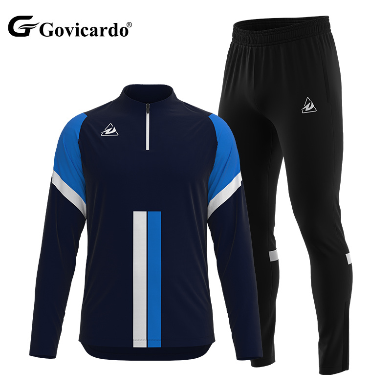 Autumn Half Zip Long-Sleeved Soccer Sportswear Set Custom Clubs Football Jacket Training Wear Kit Quick Dry Breathable Tracksuit