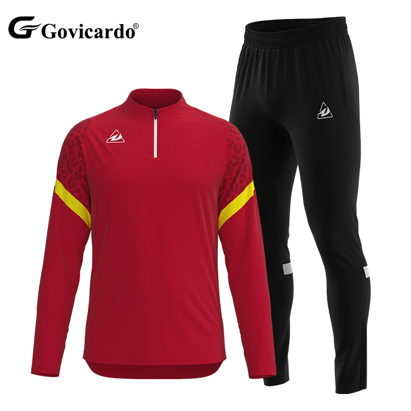 Wholesale Custom Sport Wear Breathable Soccer Training Kit Tracksuit Full Set Half Zip Long Sleeve Football Jacket Suit