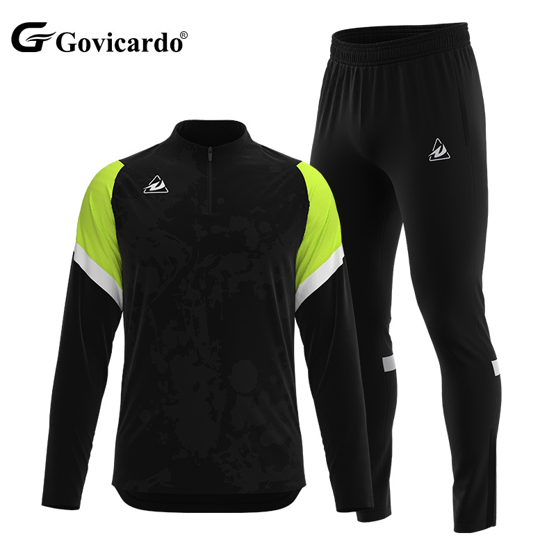 Wholesale Custom Men Half Zip Warm up Soccer Jackets Set Workout Sports Casual Clothing Football Tracksuit Training Kit