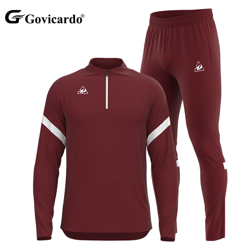 Wholesale Long Sleeve Half Zip Custom Soccer Tracksuit for Men Kids Youth Football Team Training Jogging Sportswear Set Style
