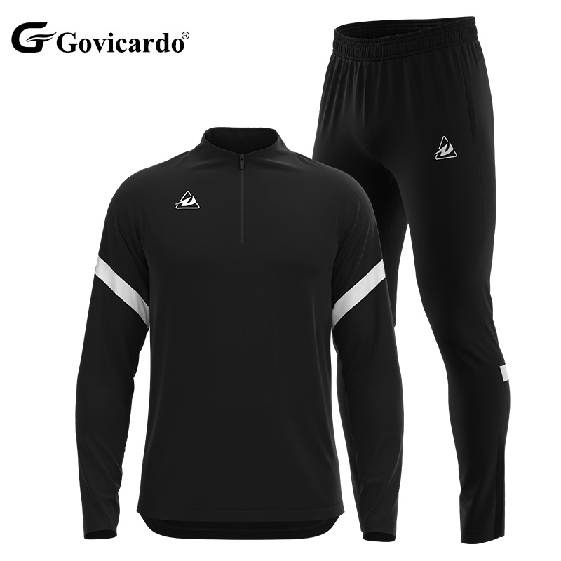 Custom Men's 1/4 Quarter Zip Soccer Training Jacket Sportswear Automated Cutting Jogger Suits Set Football Training Tracksuit